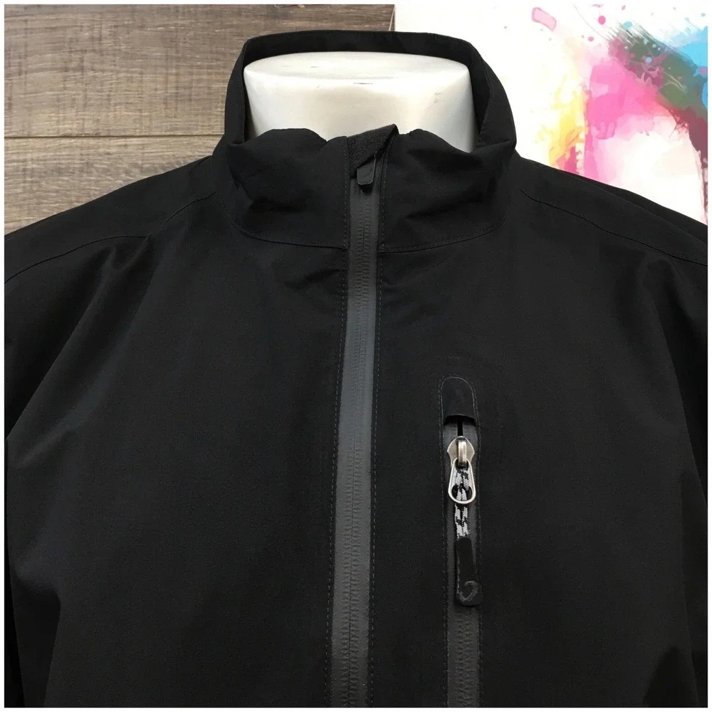 Zero Restriction Gore-Tex Mens XL Black Full Zip Off Sleeves Golf Jacket Rain